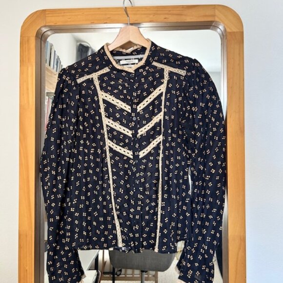 Reafi lace-trimmed printed cotton-mousseline blouse - Picture 2 of 7